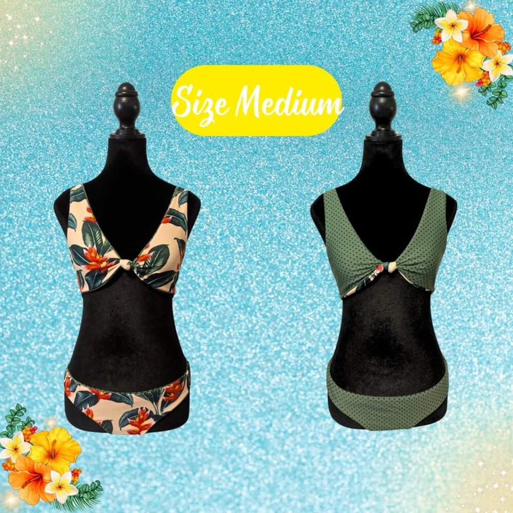 Body Glove "Gwen" Reversible Bikini Set Medium Tropical Floral